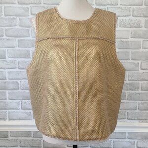 Banana Republic Gold Woven Layer Vest Top NEW XL Boho Lagenlook Casual Staple